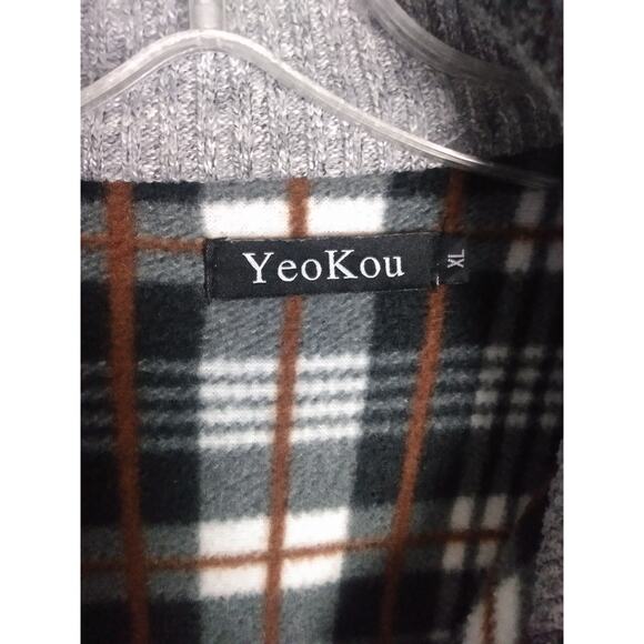 Yeo Kou Sweater Mens Size XLarge Gray Cashmere‎ Wool Blend Full Zip Mock Neck - Picture 3 of 7